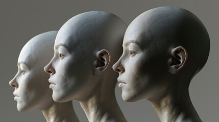 Poster - A captivating image featuring three women's heads in a series. Versatile and suitable for various projects