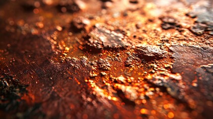 Poster - A detailed close up of a metal surface showcasing the natural rusting process. Perfect for industrial or vintage themed designs