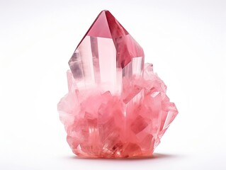 Aufkleber - Generative AI : pink quartz gemstone isolated on a white background