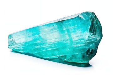 Aufkleber - Generative AI : Aquamarine natural stone cutout on white background.