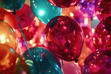 Poster - Colorful balloons floating in the air. Perfect for celebrations and parties