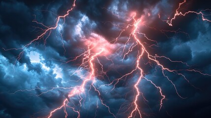 Poster - A captivating image capturing a bunch of lightnings illuminating the sky. Perfect for weather-related articles or illustrating the power of nature