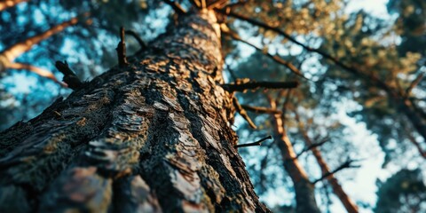 Aufkleber - A detailed close up view of a tree trunk. Perfect for nature and environmental themes