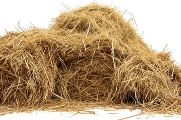 Poster - A pile of hay on a white background. Suitable for agricultural and farming concepts