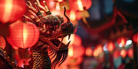 Poster - Detailed close-up of a dragon statue. Perfect for fantasy-themed projects and decorations