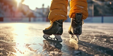 Aufkleber - Ice skates resting on a frozen surface. Perfect for winter sports or outdoor activities