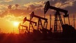 © Fotograf - Oil pumps sitting in a field, ready for extraction. Perfect for energy industry-related projects