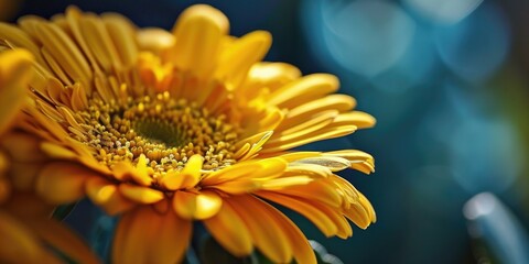 Poster - A detailed view of a vibrant yellow flower in a vase. This image can be used to add a pop of color and freshness to any project