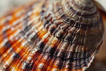 Poster - A close-up photograph of a shell found on a beautiful beach. This image can be used to evoke a sense of tranquility and the beauty of nature
