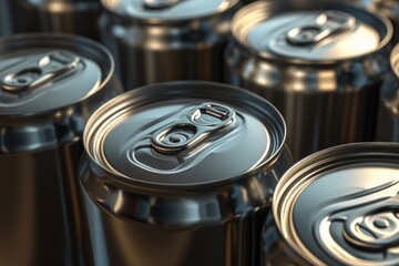Aufkleber - A close up of a group of soda cans. Suitable for advertisements or articles about beverages