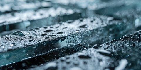 Poster - A close-up image of a keyboard that has been covered in water. This image can be used to illustrate technology damage or accidents.