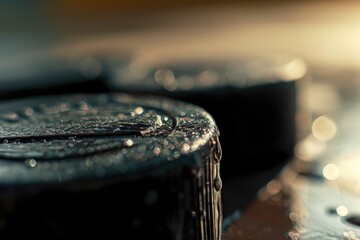 Poster - A detailed view of a metal object covered in glistening water droplets. This image can be used to depict concepts of cleanliness, condensation, or industrial design