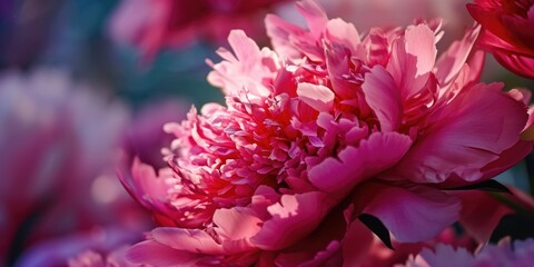 Poster - A close-up view of a bunch of pink flowers. This image can be used for various purposes