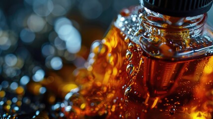 Poster - A close-up view of a bottle of liquid. Suitable for various uses