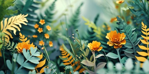 Poster - A bunch of flowers placed in the grass. Suitable for various uses