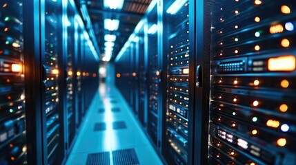 Leinwandbilder - Modern Rack LED console in server room data center. Generative AI.