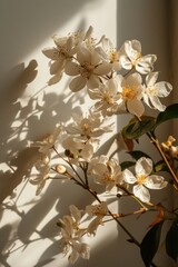 Aufkleber - A vase filled with white flowers next to a window. Perfect for home decor or floral arrangements