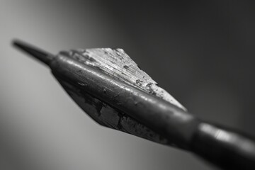 Poster - A black and white photo of an arrow. Suitable for various design projects