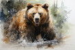© Gun - Watercolor painting of a brown bear.