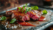 Grilled steak fillet. The best steak combined with spices and sauce