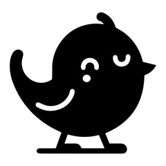 Wall Mural - minimal funny bird character vector silhouette, black color silhouette