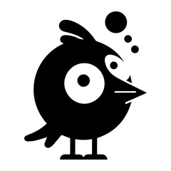 Sticker - minimal funny bird character vector silhouette, black color silhouette