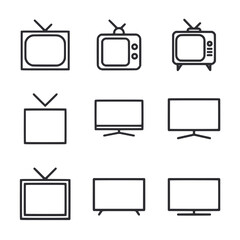 Set of television icon for web app simple line design