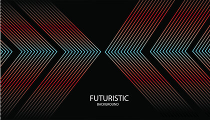 Poster - geometric pattern, chevron design, metallic lines, red and teal gradient, futuristic aesthetic, abstract background, symmetrical composition, digital art, minimalist typography, dark backdrop,