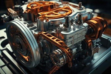 Poster - Inside of an engine. Generative AI.