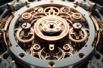 Poster - A delicate machine, Made up of countless gears and circuits. Generative AI.