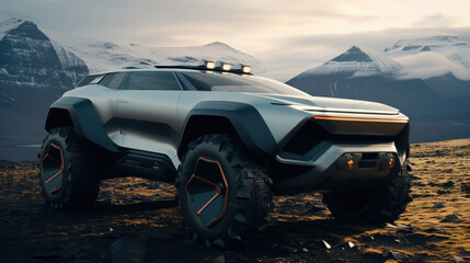 A full-size SUV with a futuristic concept. Generative AI.