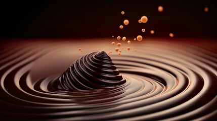 Coffee or  chocolate brown color iquid drink texture background swirling delicious chocolate