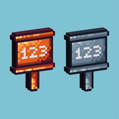 Poster - Isometric Pixel art 3d of 123 sign  icon for items asset.123 sign icon on pixelated style.8bits perfect for game asset or design asset element for your game design asset.