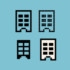 Poster - Pixel art outline sets of apartment icon with variation color item asset. apartment icon on pixelated style. 8bits perfect for game asset or design asset element for your game design asset