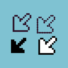 Poster - Pixel art outline sets of arrow vector icon with variation color item asset. arrow icon on pixelated style. 8bits perfect for game asset or design asset element for your game design asset