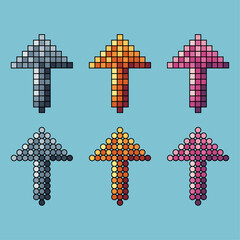 Poster - Pixel art stroke sets of arrow up icon with variation color item asset. arrow up icon on pixelated style. 8bits perfect for game asset or design asset element for your game design asset