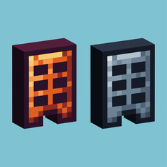 Poster - Isometric Pixel art 3d of apartment icon for items asset.apartment icon on pixelated style.8bits perfect for game asset or design asset element for your game design asset.