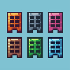 Poster - Pixel art sets of apartment icon with variation color item asset. apartment icon on pixelated style. 8bits perfect for game asset or design asset element for your game design asset