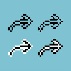 Fototapete - Pixel art outline sets of arrow forward icon with variation color item asset. right arrow icon on pixelated style. 8bits perfect for game asset or design asset element for your game design asset