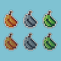 Fototapete - Pixel art stroke sets of banana fruit icon with variation color item asset.banana food icon on pixelated style. 8bits perfect for game asset or design asset element for your game design asset
