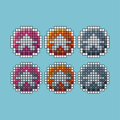 Poster - Pixel art stroke sets of star symbol icon with variation color item asset. star symbol icon on pixelated style. 8bits perfect for game asset or design asset element for your game design asset