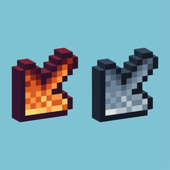 Poster - Isometric Pixel art 3d of arrow icon for items asset. arrow icon on pixelated style.8bits perfect for game asset or design asset element for your game design asset.