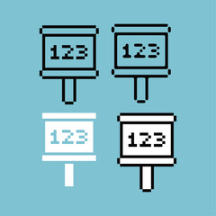 Fototapete - Pixel art outline sets of 123 sign icon with variation color item asset. 123 sign icon on pixelated style. 8bits perfect for game asset or design asset element for your game design asset