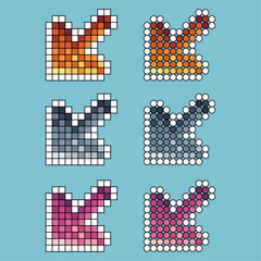 Poster - Pixel art stroke sets of arrow vector icon with variation color item asset. arrow icon on pixelated style. 8bits perfect for game asset or design asset element for your game design asset