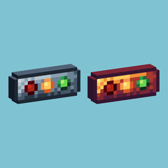 Poster - Isometric Pixel art 3d of traffic light icon for items asset. traffic light icon on pixelated style.8bits perfect for game asset or design asset element for your game design asset.