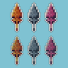 Poster - Pixel art stroke sets of lance weapon icon with variation color item asset. lance weapon icon on pixelated style. 8bits perfect for game asset or design asset element for your game design asset