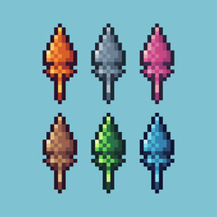 Poster - Pixel art sets of lance weapon icon with variation color item asset. lance weapon icon on pixelated style. 8bits perfect for game asset or design asset element for your game design asset