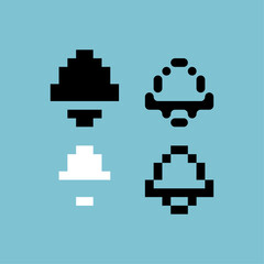 Poster - Pixel art outline  sets of bell icon with variation color item asset. bell icon on pixelated style. 8bits perfect for game asset or design asset element for your game design asset
