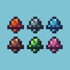 Poster - Pixel art sets of bell icon with variation color item asset. bell icon on pixelated style. 8bits perfect for game asset or design asset element for your game design asset
