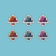 Poster - Pixel art stroke sets of bell icon with variation color item asset. bell icon on pixelated style. 8bits perfect for game asset or design asset element for your game design asset